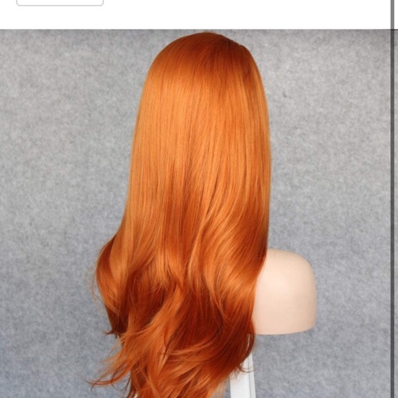 24” Orange Lace Front Long Wavy Wigs main image 5
